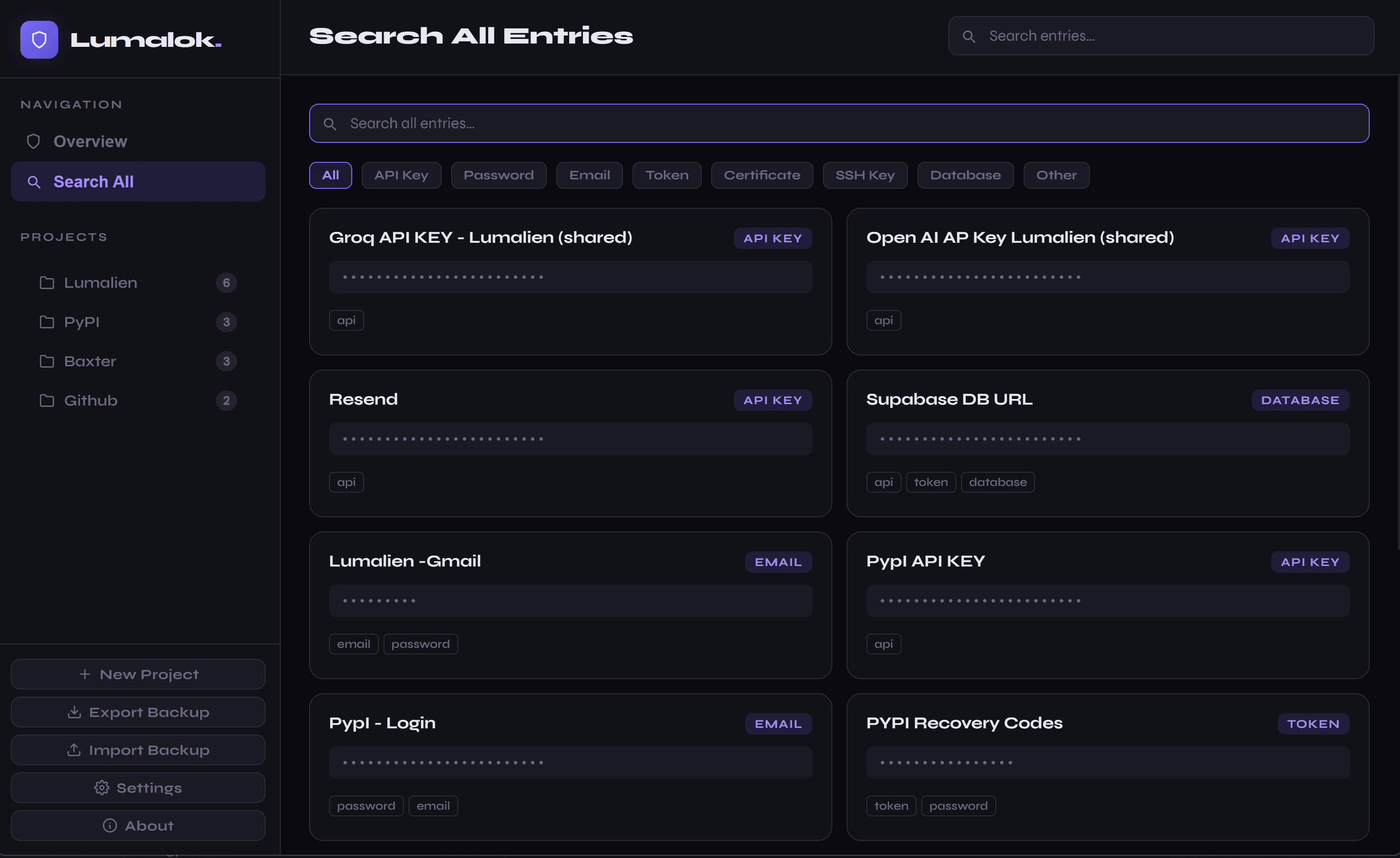 Lumalok — encrypted secrets manager